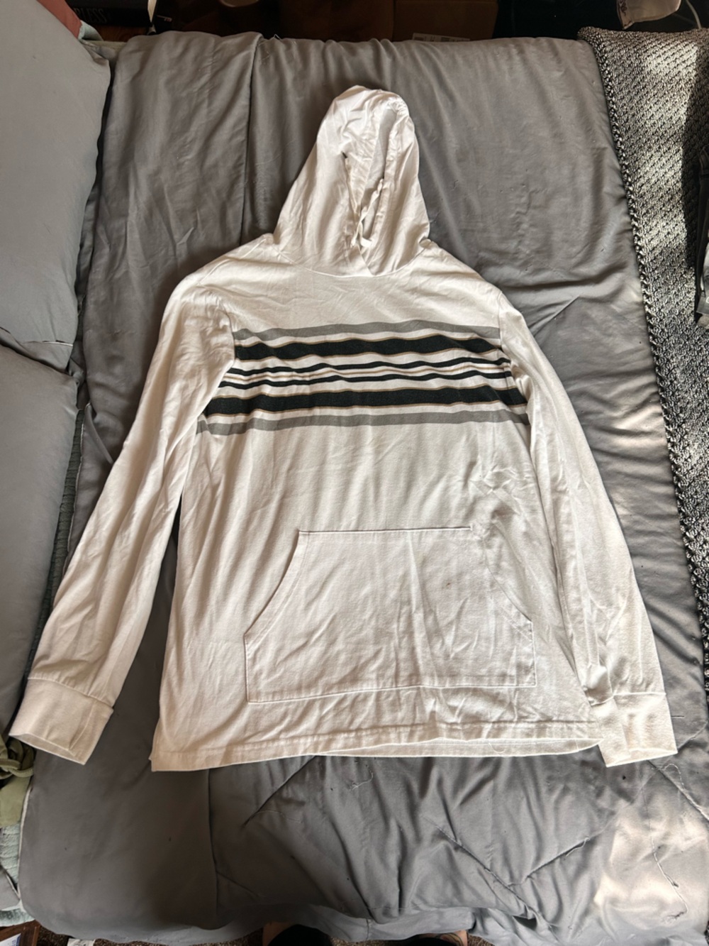 urban pipeline Cream Pullover Hoodie with Black Logo Print